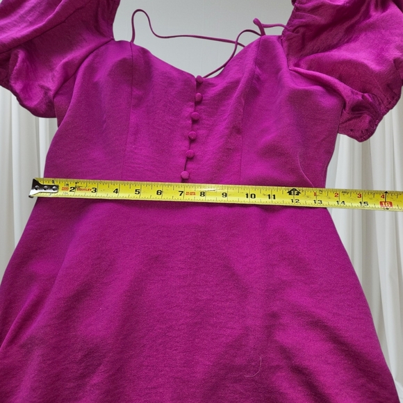 Adelyn Rae Magenta Puff Sleeve Midi Dress - Picture 4 of 10